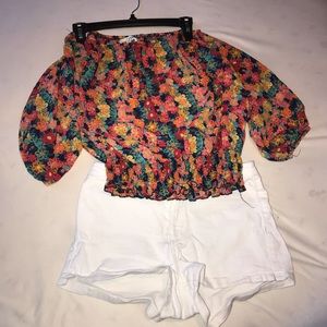 Floral off shoulder crop